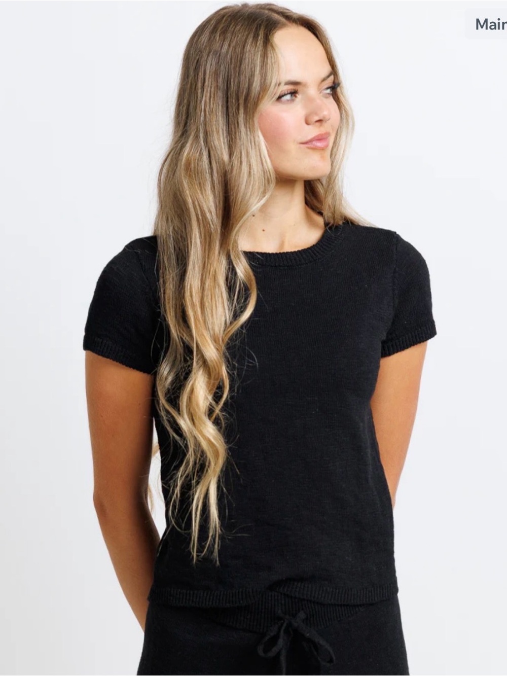 Women’s Short Sleeve Knit Top - Black